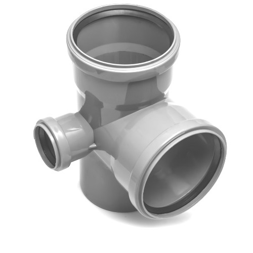 Крестовина PP-H 2-плоскостная левая серая Дн 110х110х50х87гр б/нап в/к VALFEX 28111150