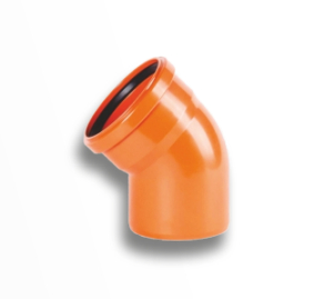 Отвод НПВХ с раструбом коричневый Дн 160х45гр б/нап в/к Хемкор 2491096