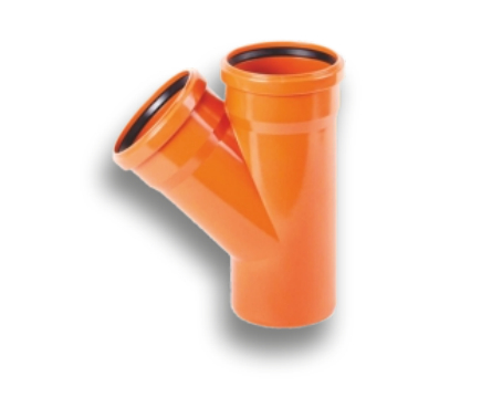 Тройник НПВХ с раструбом коричневый Дн 160х110х45гр б/нап в/к Хемкор 2491089