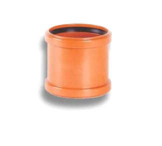 Муфта НПВХ двухраструбная коричневая Дн 110 б/нап соединительная в/к Хемкор 2491101