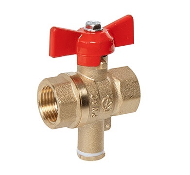 Кран шаровой для термодатчика латунь Стандарт 234 Ду15 Ру40 ВР полнопроходной бабочка ГАЛЛОП 0107288, DN 15, 1/2 дюйма