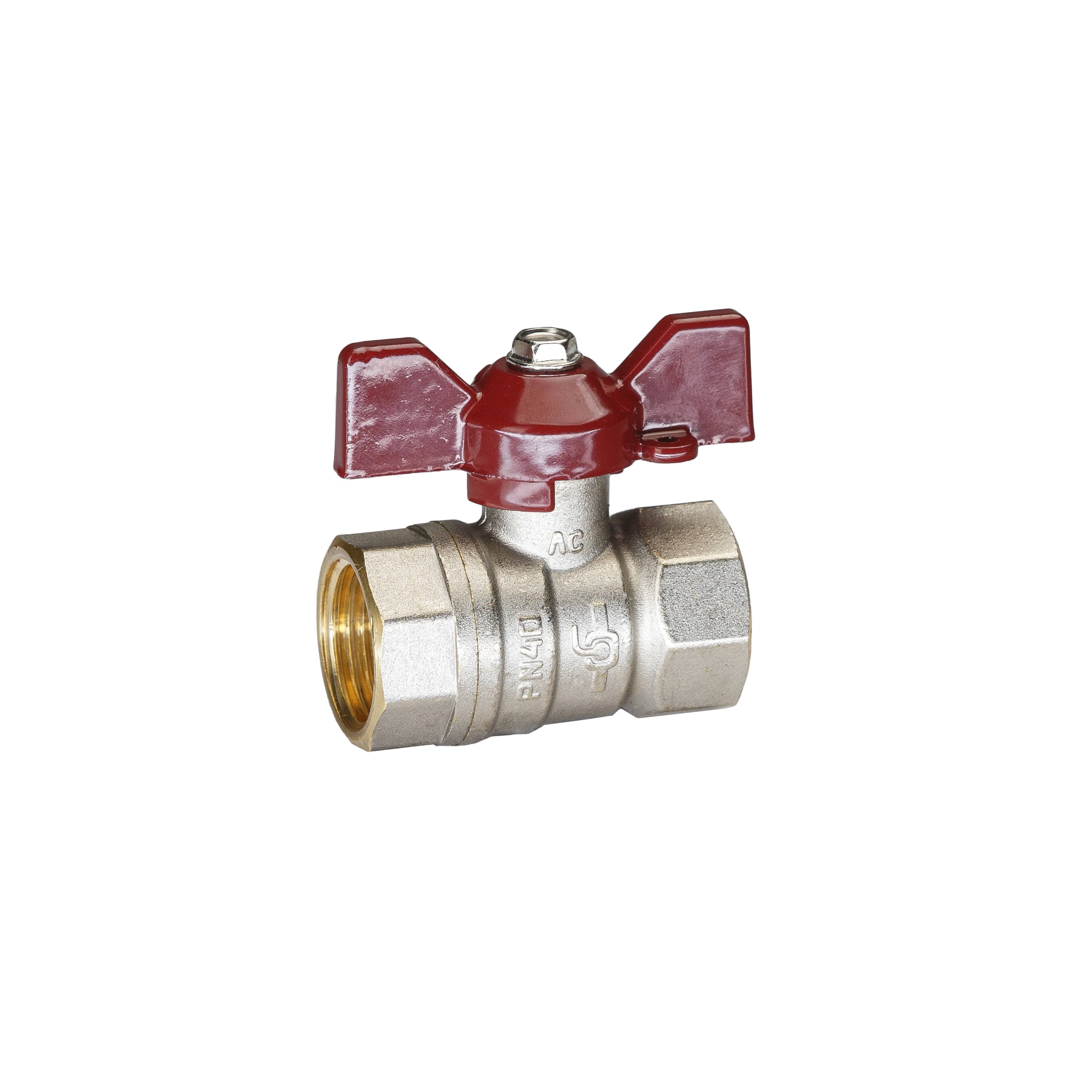 Кран шаровой латунный никель Temper Ду 15 (1/2”) PN40, ВН/ВН, бабочка 8815ВВБ1240, DN 15, 1/2 дюйма