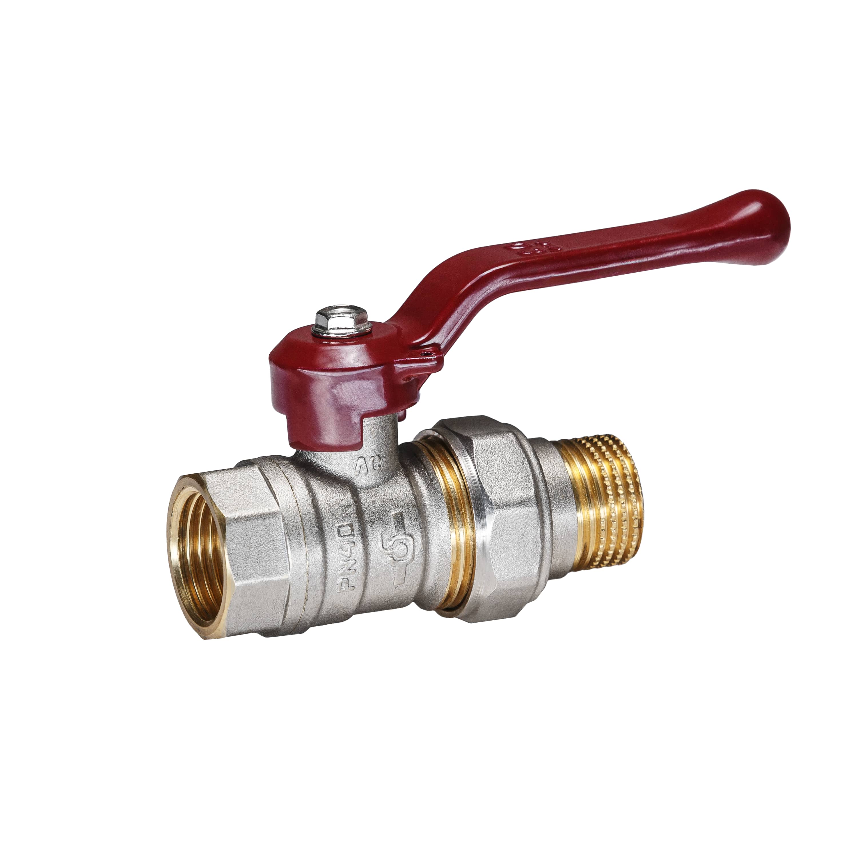 Кран шаровой латунный никель Temper Ду 15 (1/2”) PN40, ВН/НР американка, рычаг 8815ВАР1240, DN 15, 1/2 дюйма