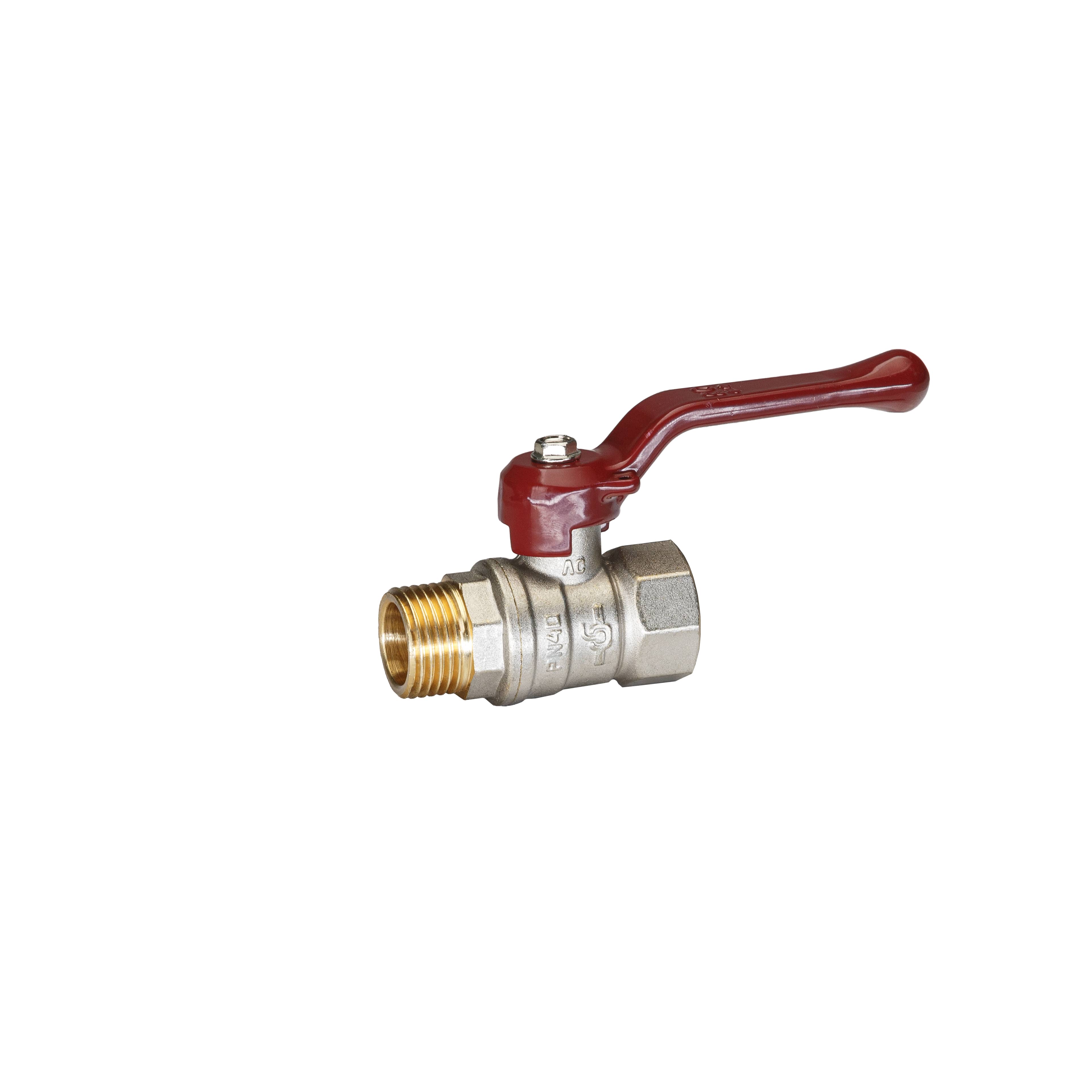 Кран шаровой латунный никель Temper Ду 15 (1/2”) PN40, ВН/НР, рычаг 8815ВНР1240, DN 15, 1/2 дюйма