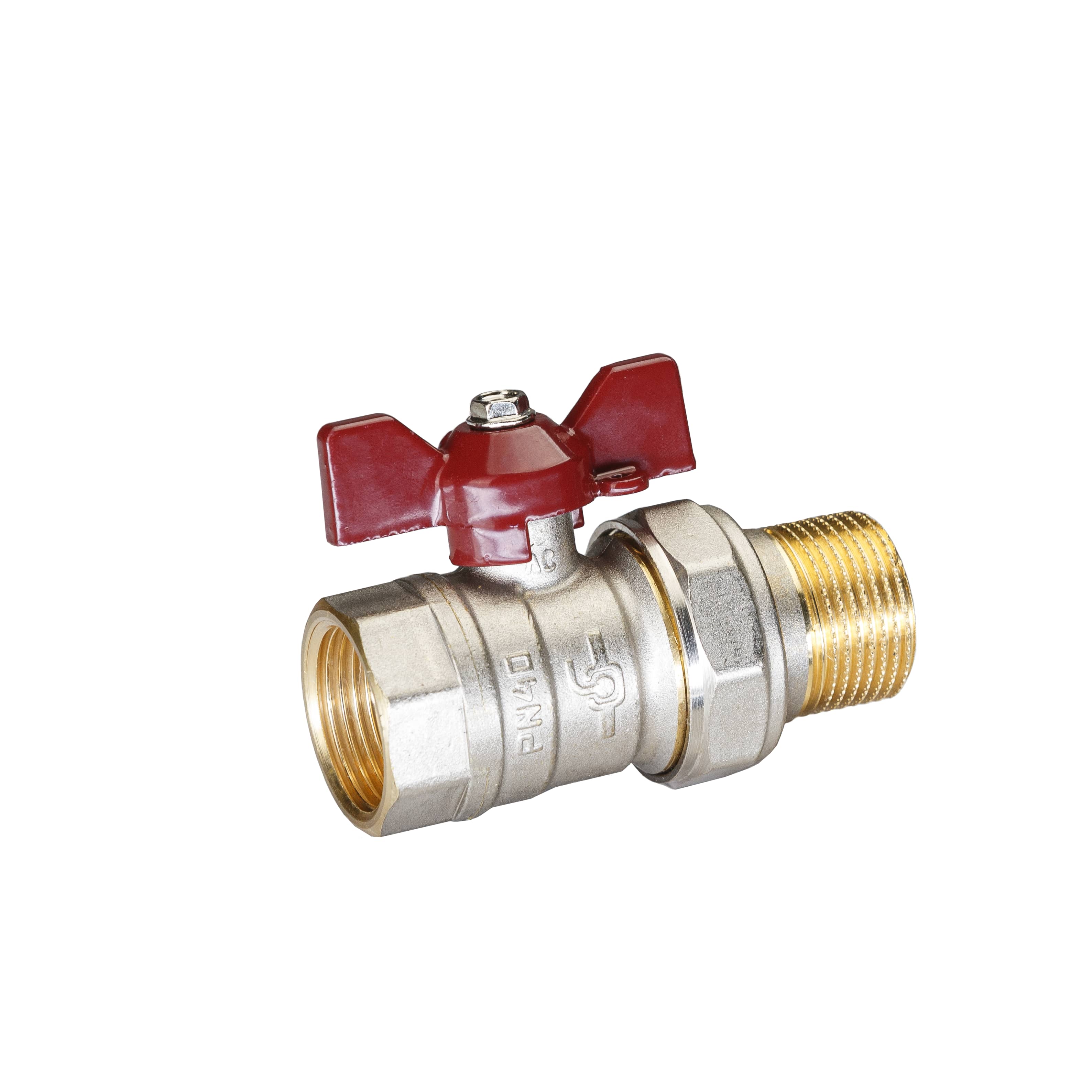 Кран шаровой латунный никель Temper Ду 20 (3/4”) PN40, ВР/НР американка, бабочка 8820ВАБ3440, DN 20, 3/4 дюйма