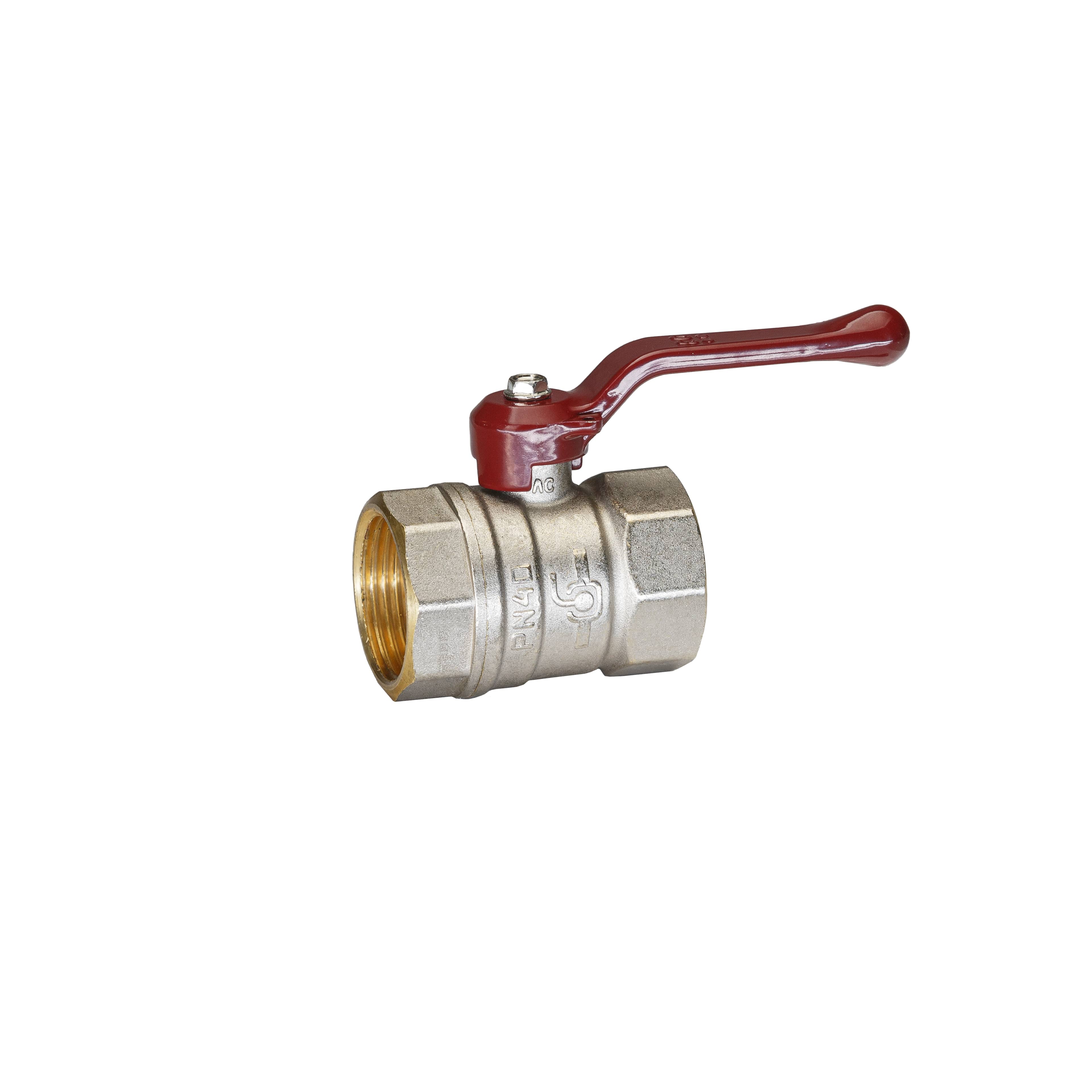 Кран шаровой латунный никель Temper Ду 25 (1”) PN40, ВН/ВН, рычаг 8825ВВР140, DN 25, 1 дюйм