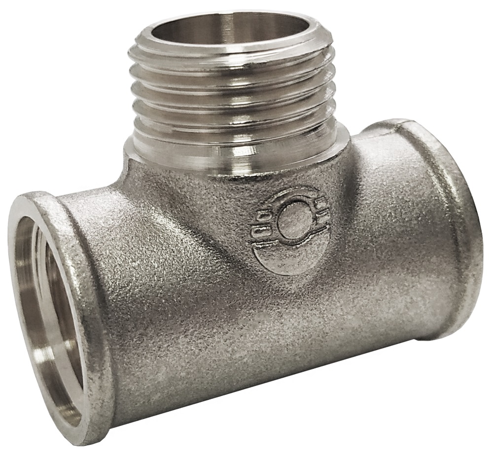 Тройник латунь никель переходной Ду 20 (3/4") ВР/НР/ВР Valfex VF.132.N.034, DN 20, 3/4 дюйма