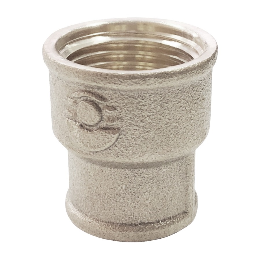 Муфта латунь никель переходная Ду 15х10 (1/2"х3/8") ВР/ВР Valfex VF.240.N.012.038, DN 15, 1/2 дюйма