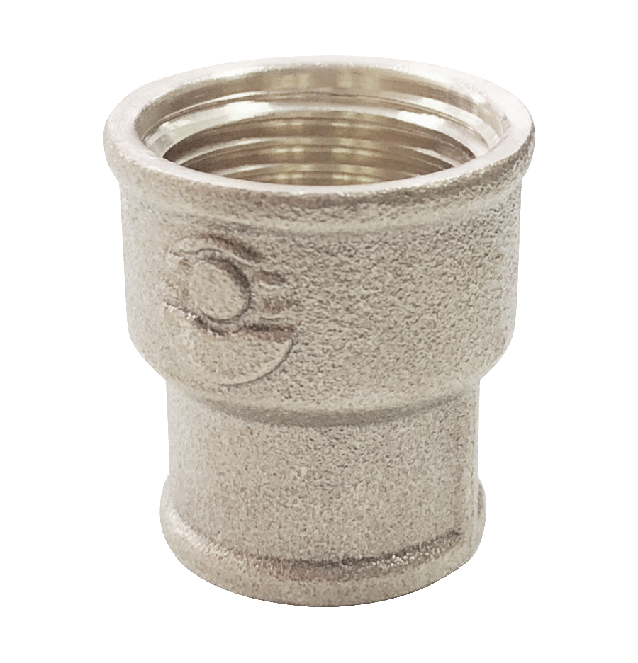 Муфта латунь никель переходная Ду 25х20 (1"х3/4") ВР/ВР Valfex VF.240.N.100.034, DN 25, 1 дюйм