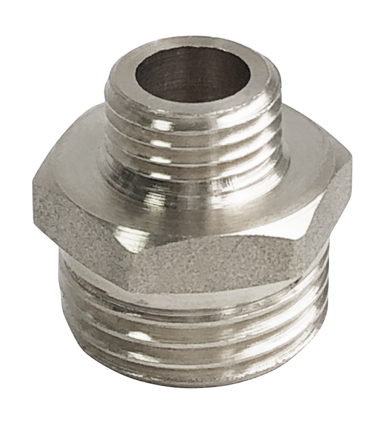 Ниппель латунь никель переходной Ду 20х15 (3/4"х1/2") НР Valfex VF.580.N.034.012, DN 20, 3/4 дюйма