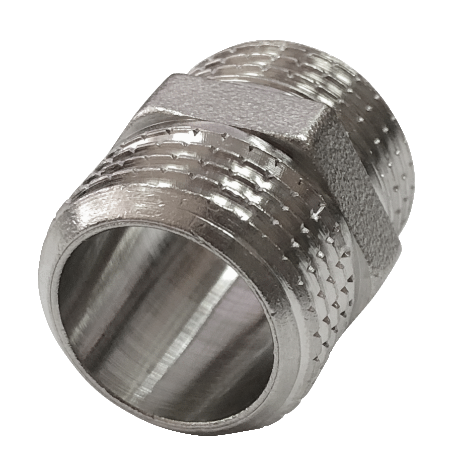 Ниппель латунь никель Ду 20 (3/4") НР Valfex VF.582.N.034, DN 20, 3/4 дюйма