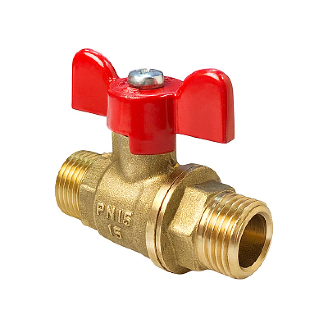 Кран шаровой латунь 11Б27фт1М Ду20 Ру40 НР/НР бабочка VALFEX VF.219.LB1.034, DN 20, 3/4 дюйма